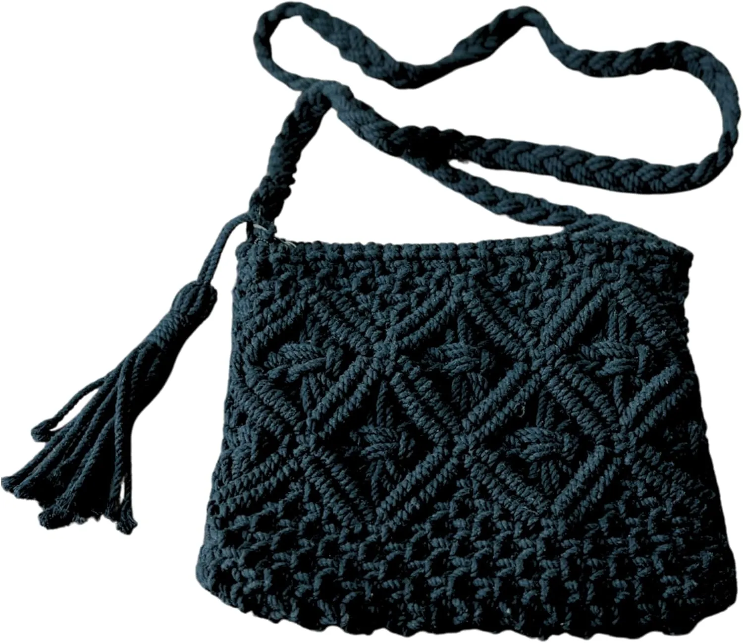 Premium Handmade Macrame Bag | Boho-Chic Cotton Crossbody Bag with Tassels | Stylish Shoulder Bag for Daily Use