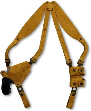 Premium Suede Leather Shoulder Holster System with Double Speed Loader Fits S&W 442/642 Revolver 1.875’’BBL, Right-Hand Draw, Brown Color #1128#