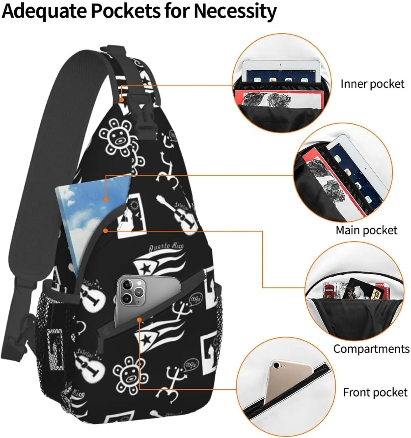Puerto Rico Flag Crossbody Bag Puerto Rico Shoulder Bag Puerto Backpack Sling Bag Chest Casual Daypack