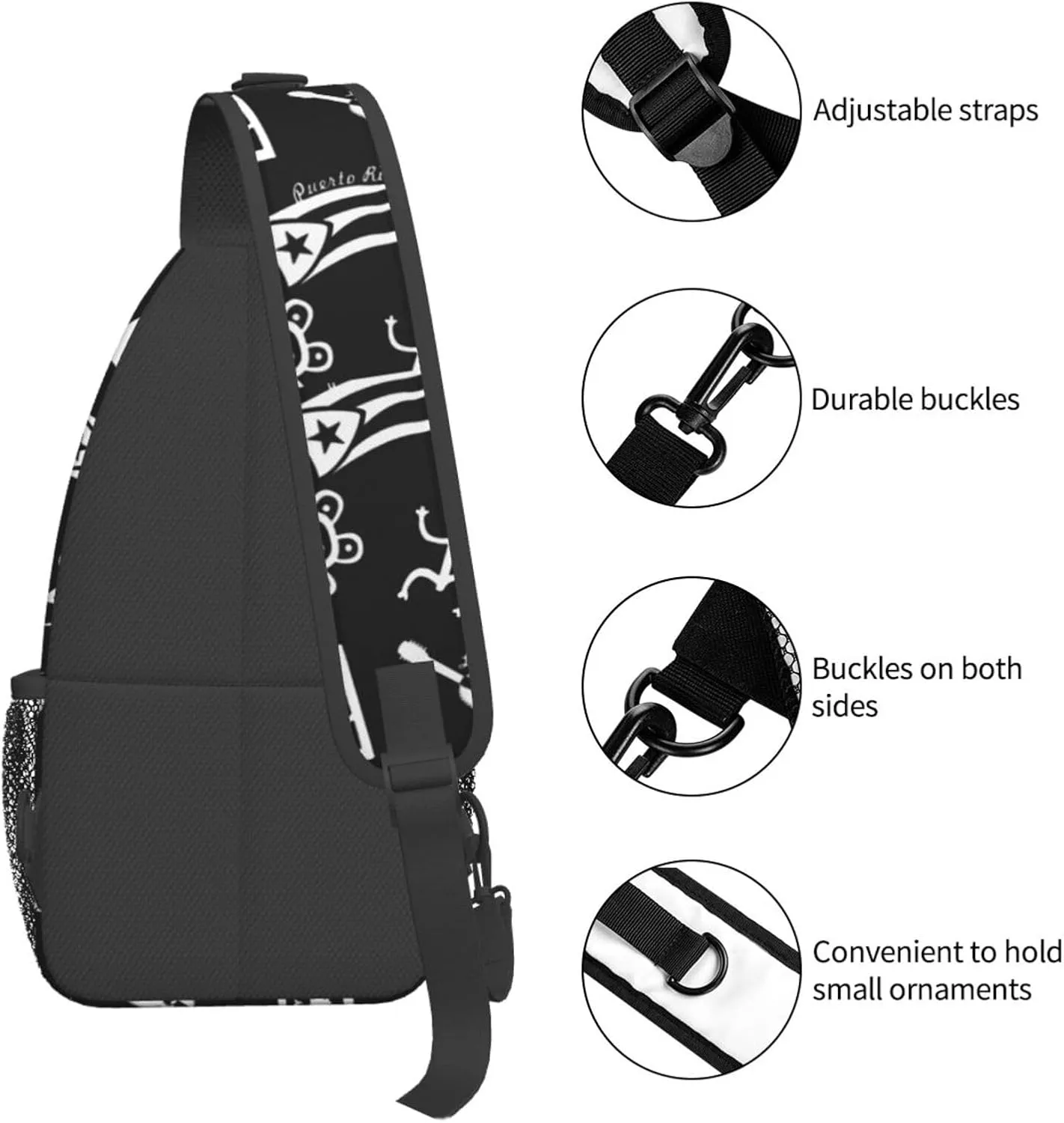 Puerto Rico Flag Crossbody Bag Puerto Rico Shoulder Bag Puerto Backpack Sling Bag Chest Casual Daypack