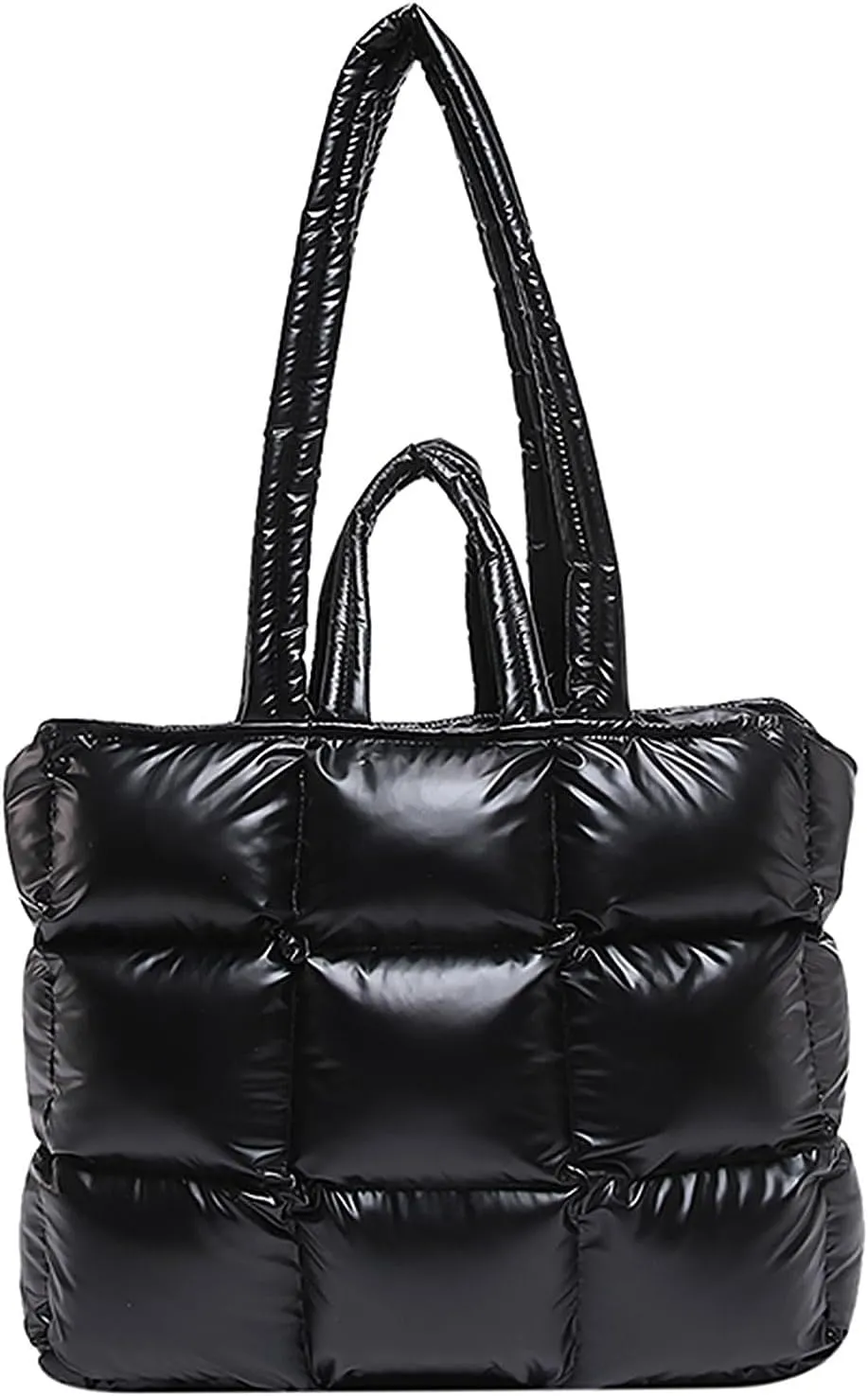 Puffer Tote Bag for Women, Quilted Puffy Handbag, Quilted Shoulder Bag Fluffy Satchel Purse for Work Travel Shopping