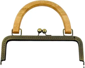 Purse Clasp 20/25cm Metal Square Kiss Clasp Handles Embossed/Smooth Purse Frames Wooden Handle Bags Brackets Wallet Framework(20cm-A)