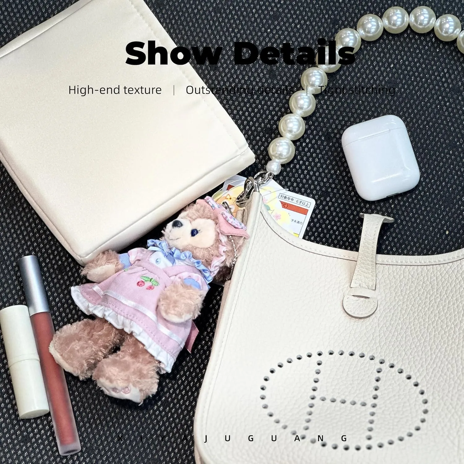 Purse Handbag Silky Organizer Insert Keep Bag Shape Fits Herme Evelyne Mini/29/33/40 bags, Luxury Handbag Tote Lightweight Sturdy(Evelyne 29,Craie)
