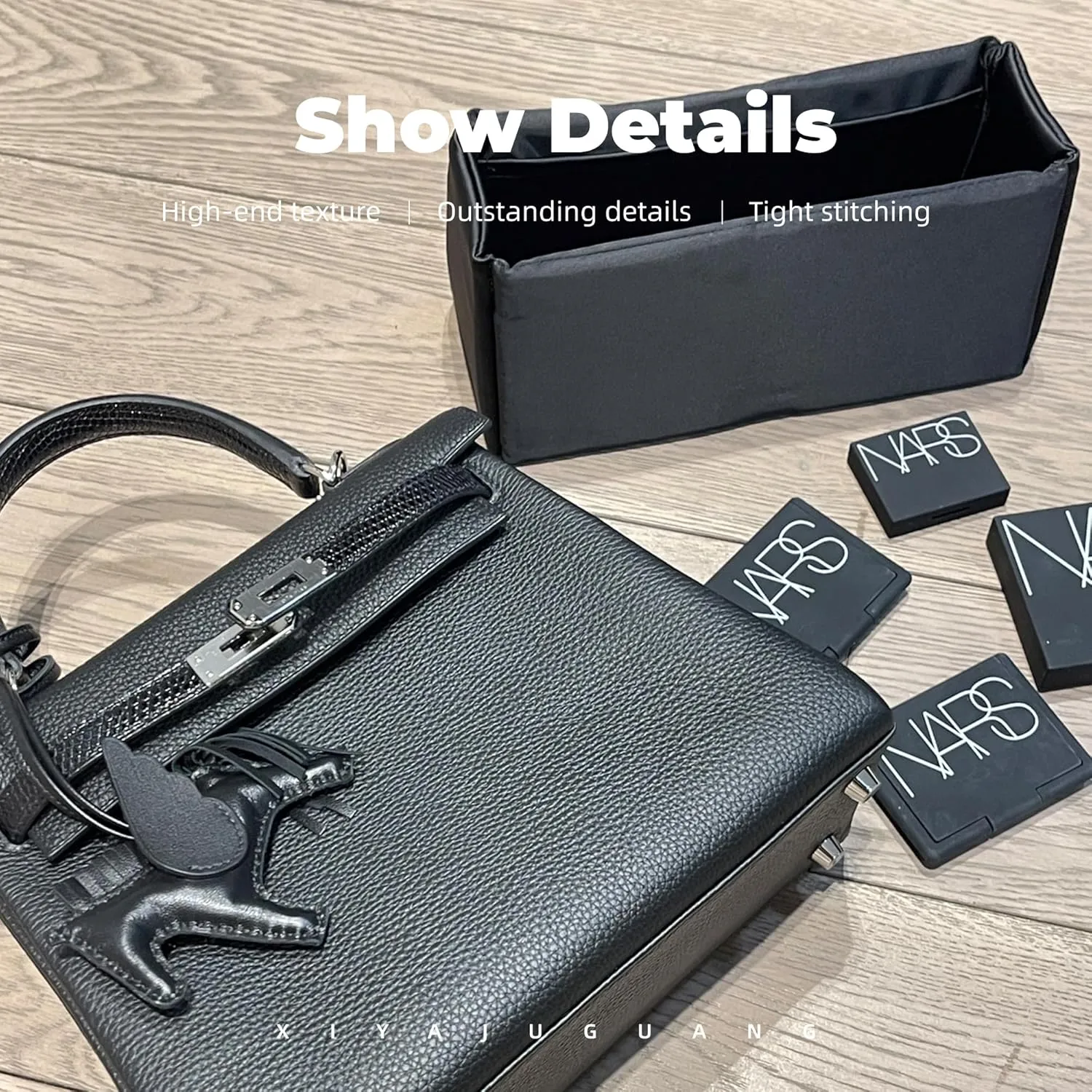 Purse Handbag Silky Organizer Insert Keep Bag Shape Fits Herme Kelly Pochette/Mini/20/25/32/35/40 bags, Luxury Handbag Tote Lightweight Sturdy(Kelly 28,Black)