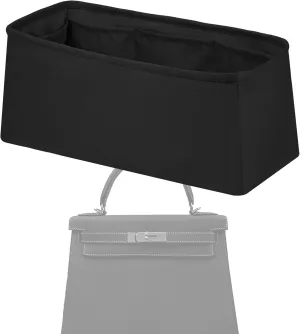 Purse Handbag Silky Organizer Insert Keep Bag Shape Fits Herme Kelly Pochette/Mini/20/25/32/35/40 bags, Luxury Handbag Tote Lightweight Sturdy(Kelly Pochette,Black)