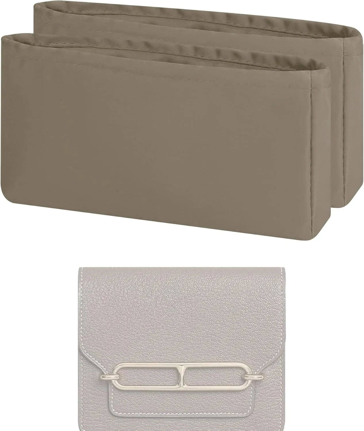 Purse Handbag Silky Organizer Insert Keep Bag Shape Fits Hermes Roulis 18/23 bags, Luxury Handbag Tote Lightweight Sturdy(Roulis 18,Cris tourterelle)
