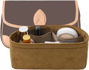 Purse Organizer Insert with Zipper,Velvet Purse Organizer for lv Diane bag Organizer （1-Brown）