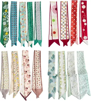 QTMY 17 Pack Purse Scarf for Bags Silk Head Scarf for Hair Handbag Women Scarfs Band Hair Neck Scarves Fashion