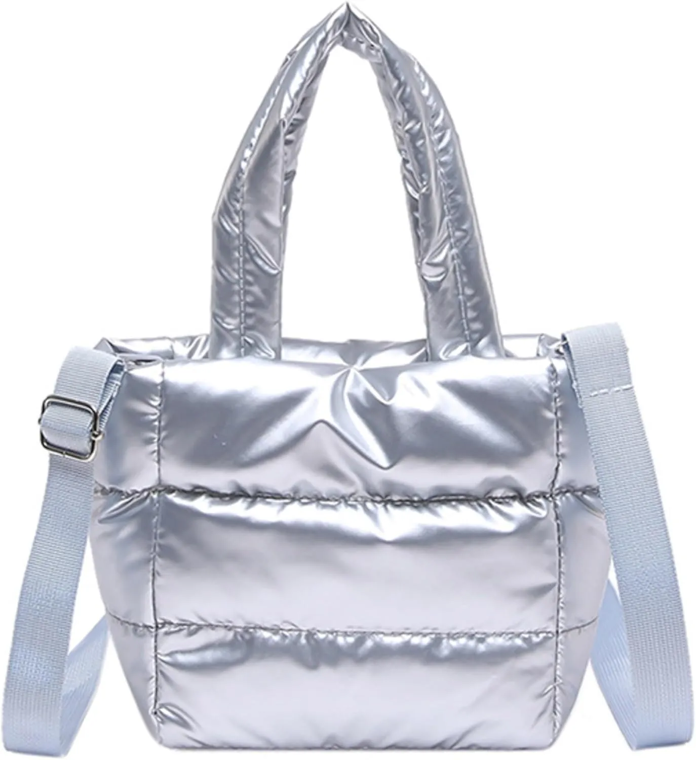 Quilted Metallic Lightweight Phone Crossbody Purse, Puffer Small Tote Bag Soft Padded Adjustable Strap, Women Shoulder Bag