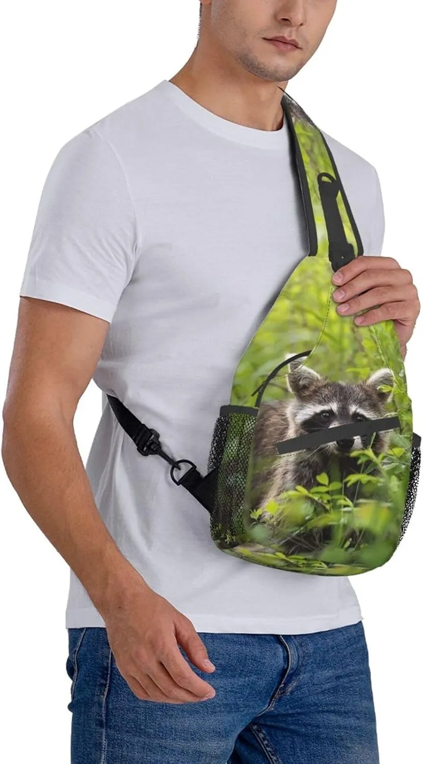 Raccoon Sling Bag Cute Crossbody Chest Daypack Casual Backpack Animal Shoulder Bag Cute Bag