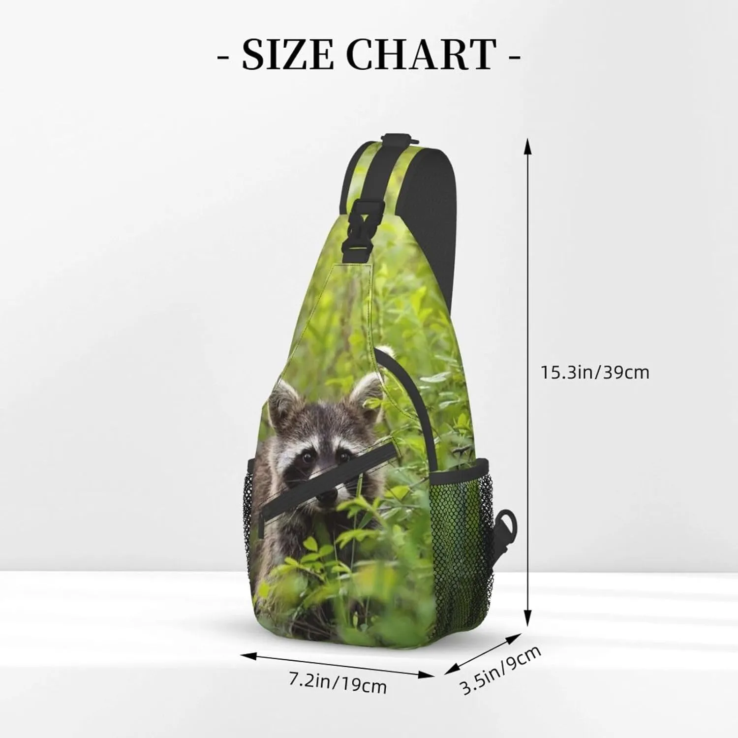 Raccoon Sling Bag Cute Crossbody Chest Daypack Casual Backpack Animal Shoulder Bag Cute Bag