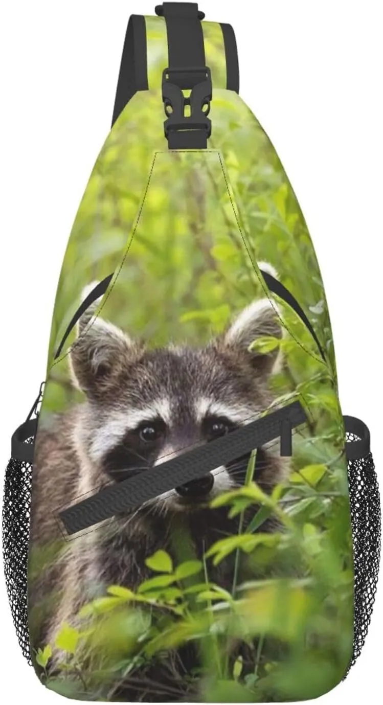 Raccoon Sling Bag Cute Crossbody Chest Daypack Casual Backpack Animal Shoulder Bag Cute Bag