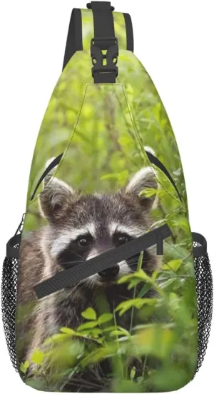 Raccoon Sling Bag Cute Crossbody Chest Daypack Casual Backpack Animal Shoulder Bag Cute Bag