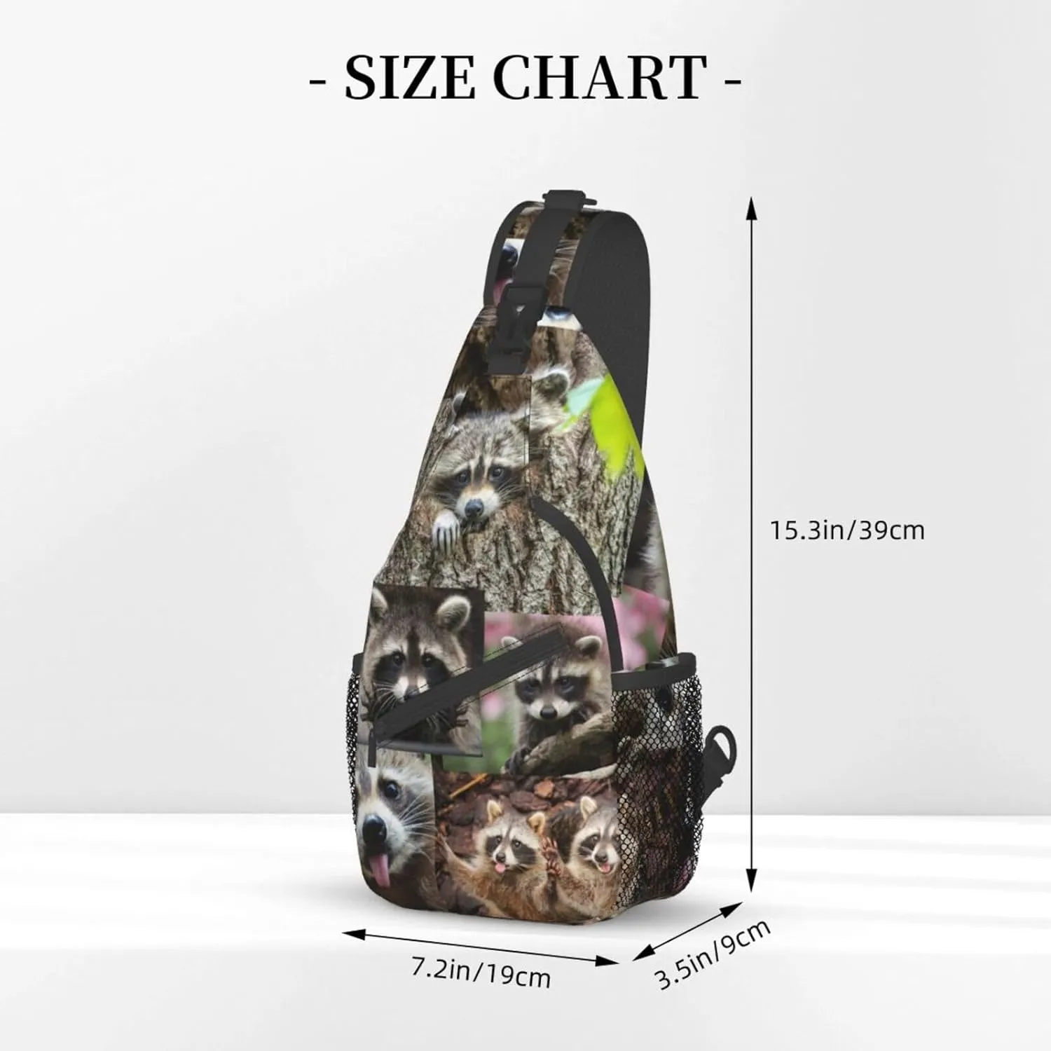 Raccoon Sling Bag Cute Crossbody Chest Daypack Casual Backpack Animal Shoulder Bag Cute Bag