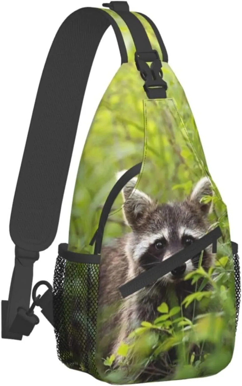 Raccoon Sling Bag Cute Crossbody Chest Daypack Casual Backpack Animal Shoulder Bag Cute Bag