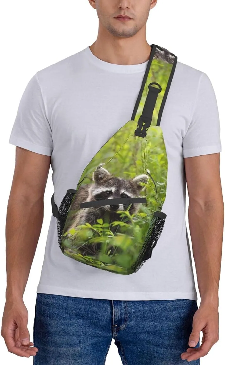Raccoon Sling Bag Cute Crossbody Chest Daypack Casual Backpack Animal Shoulder Bag Cute Bag