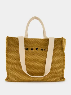 Raffia-Effect Fabric Tote