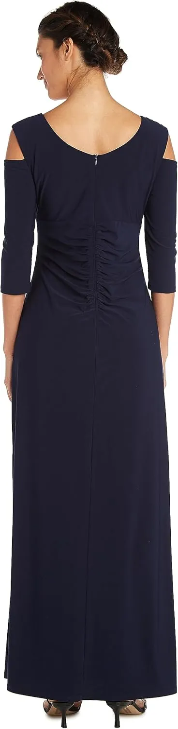 R&M Richards Women's Gathered Off The Shoulder V-Neck Gown