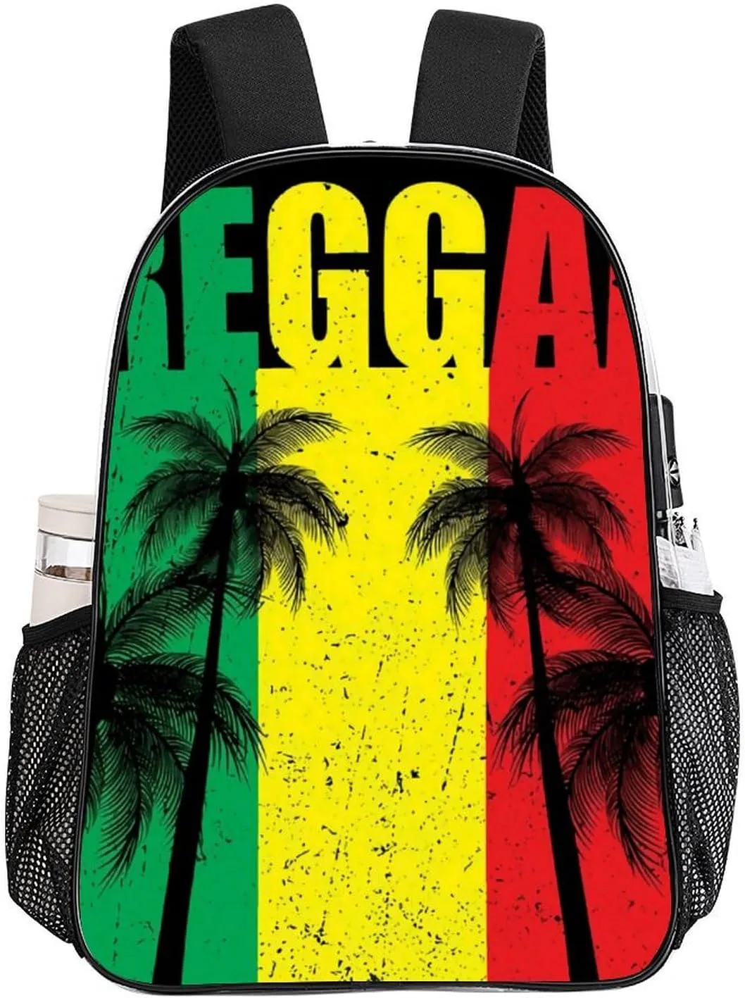 Rasta Reggae Flag Jamaican Palm Tree Vacation Clear Backpacks PVC Transparent Laptop Backpack Multipurpose Double Shoulder Bag for Men Women Gifts