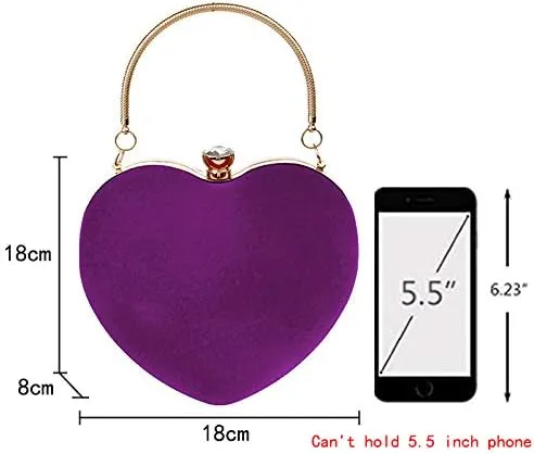 Rebecca Women Girls Heart Shape Handbag Evening Party Tote Purse
