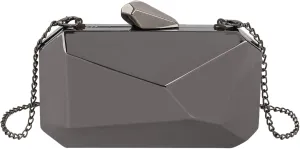 Reberomantic Women Lattice Pattern Metal Handbag Chain Geometric Evening Clutch Purse