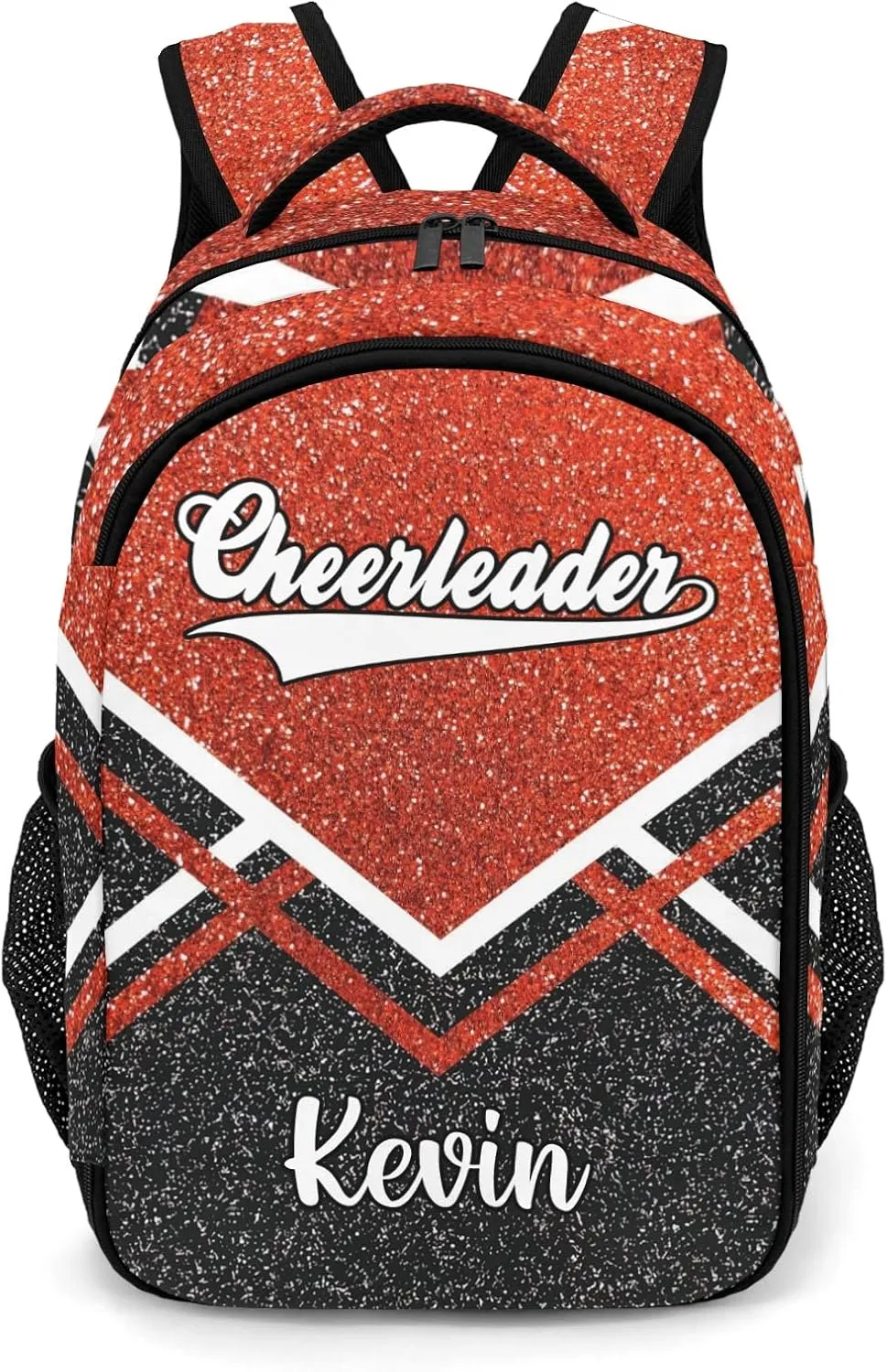 Red Orange Cheerleader Cheer Backpack Personalized with Name for Men Women Shoulder Bag Laptop Bag Bookbag