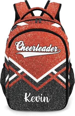 Red Orange Cheerleader Cheer Backpack Personalized with Name for Men Women Shoulder Bag Laptop Bag Bookbag