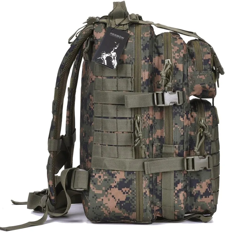 REEBOW GEAR Military Tactical Backpack Small Molle Assault Pack Army Bug Bag Backpacks Rucksack Daypack (Woodland Camo)