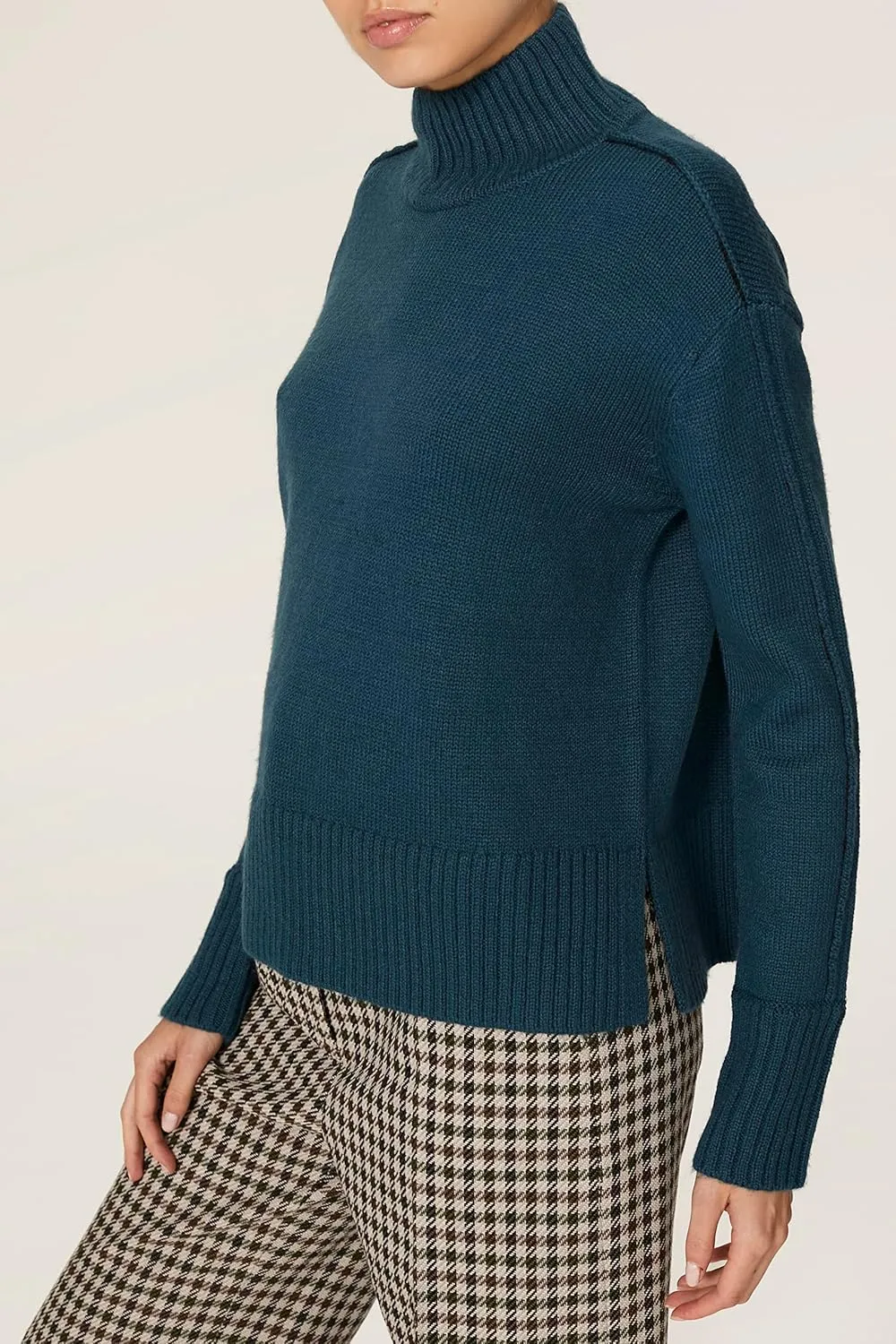 Rent The Runway Pre-Loved Teal Mock Neck Sweater