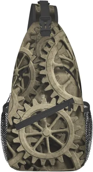 Retro Steampunk Crossbody Bag Clocks Shoulder Bag Backpack Steampunk Sling Bag Chest Casual Daypack