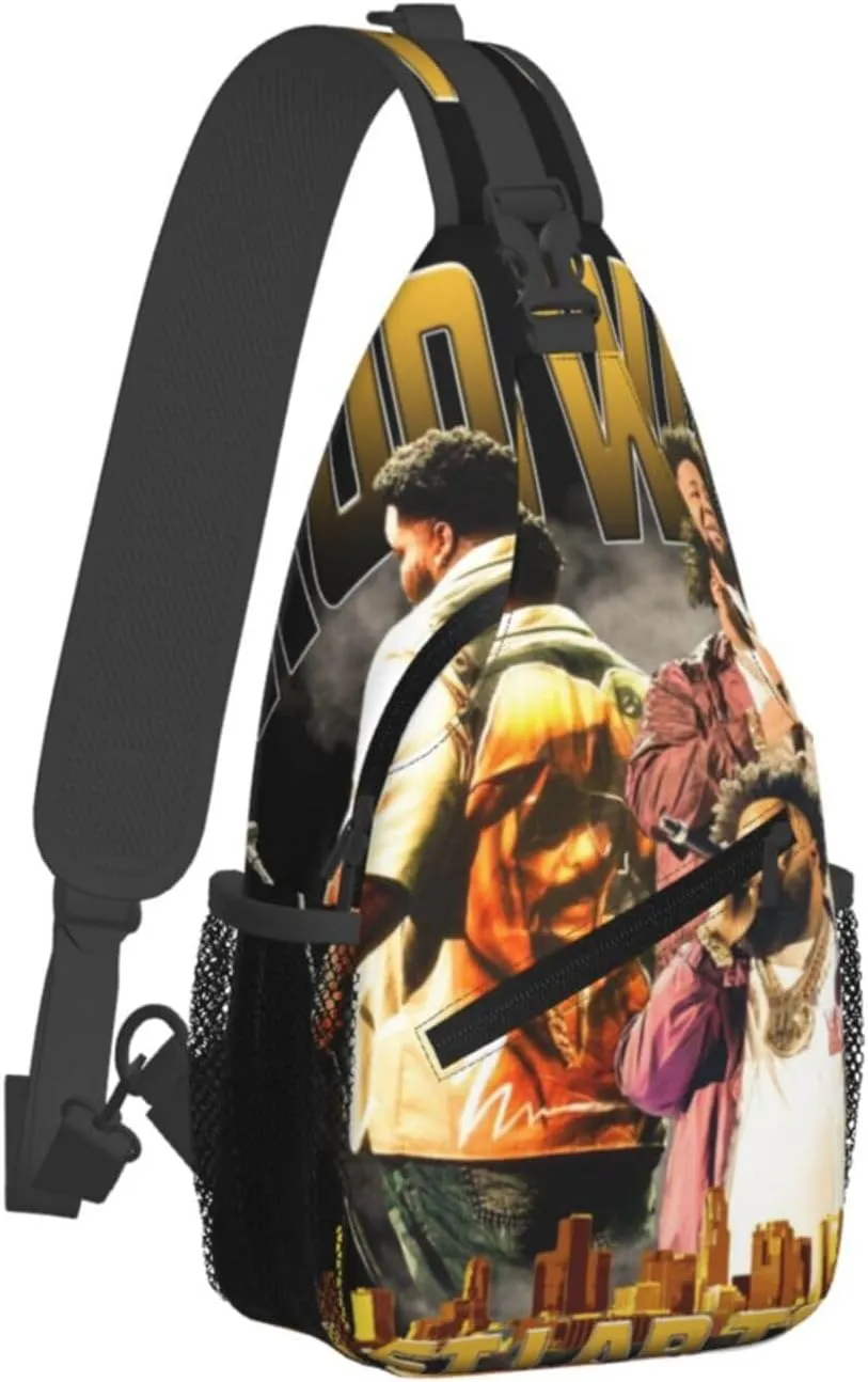 Rod Music Wave Fashion Casual Crossbody Bag Chest Bag Sling Bag Travel Daypack For Women Men Black