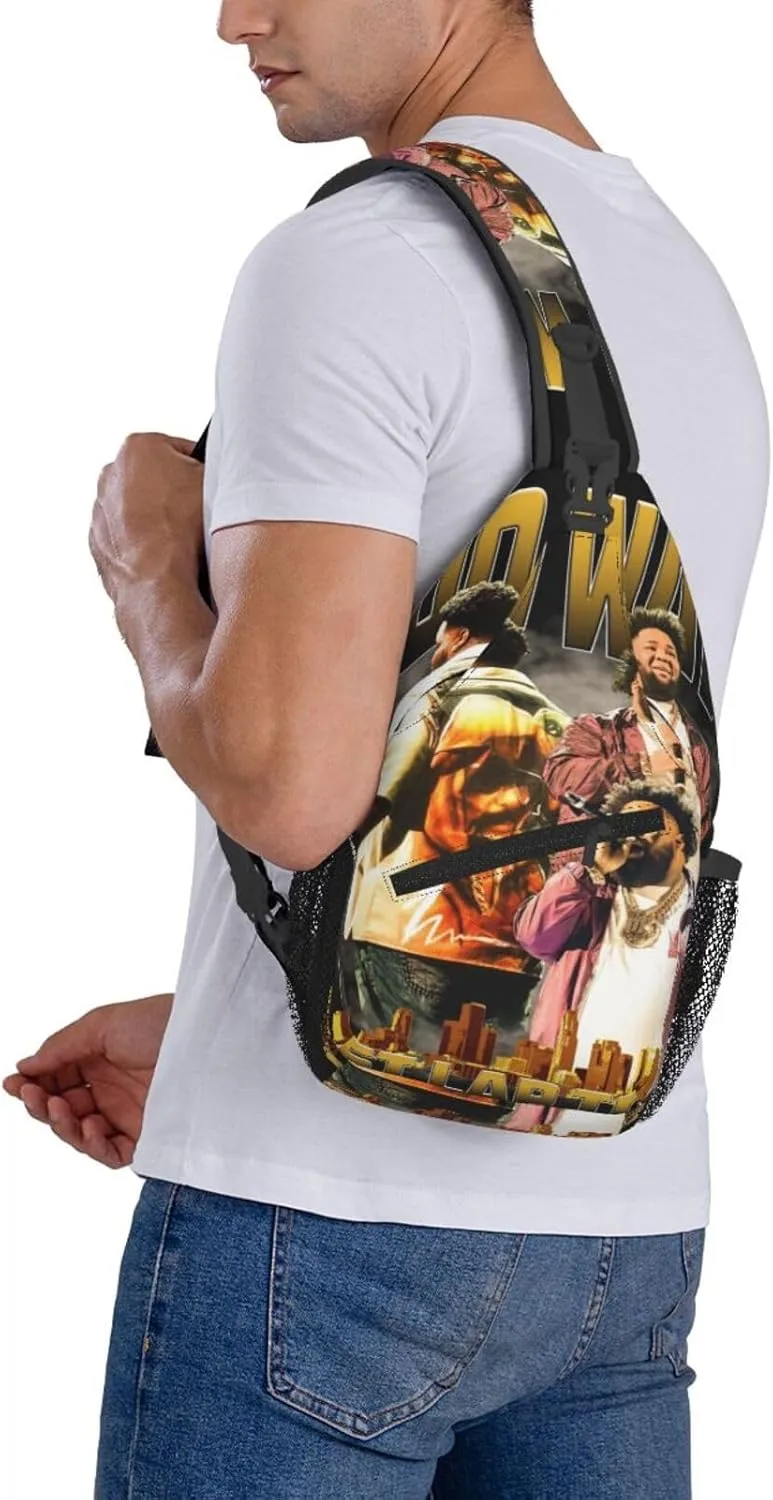 Rod Music Wave Fashion Casual Crossbody Bag Chest Bag Sling Bag Travel Daypack For Women Men Black