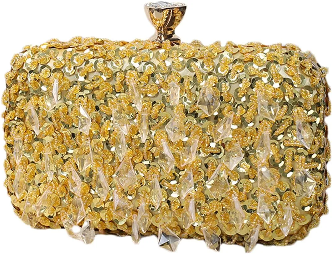 RomanticDesign Women Bling Evening Bag Fashion Embroidered Beaded Sequin Clutch Cocktail Wedding Party Purse