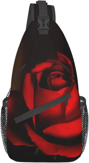 Rose Shoulder Bag Flower Sling Backpack Daypack Casual Cute Hiking Bag Womens Backpack Bag for Outdoor