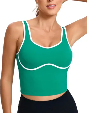 RUNNING GIRL Sports Bras for Women,Longline Workout Crop Tank Tops Padded with Built in Shelf Padded Sports Bra
