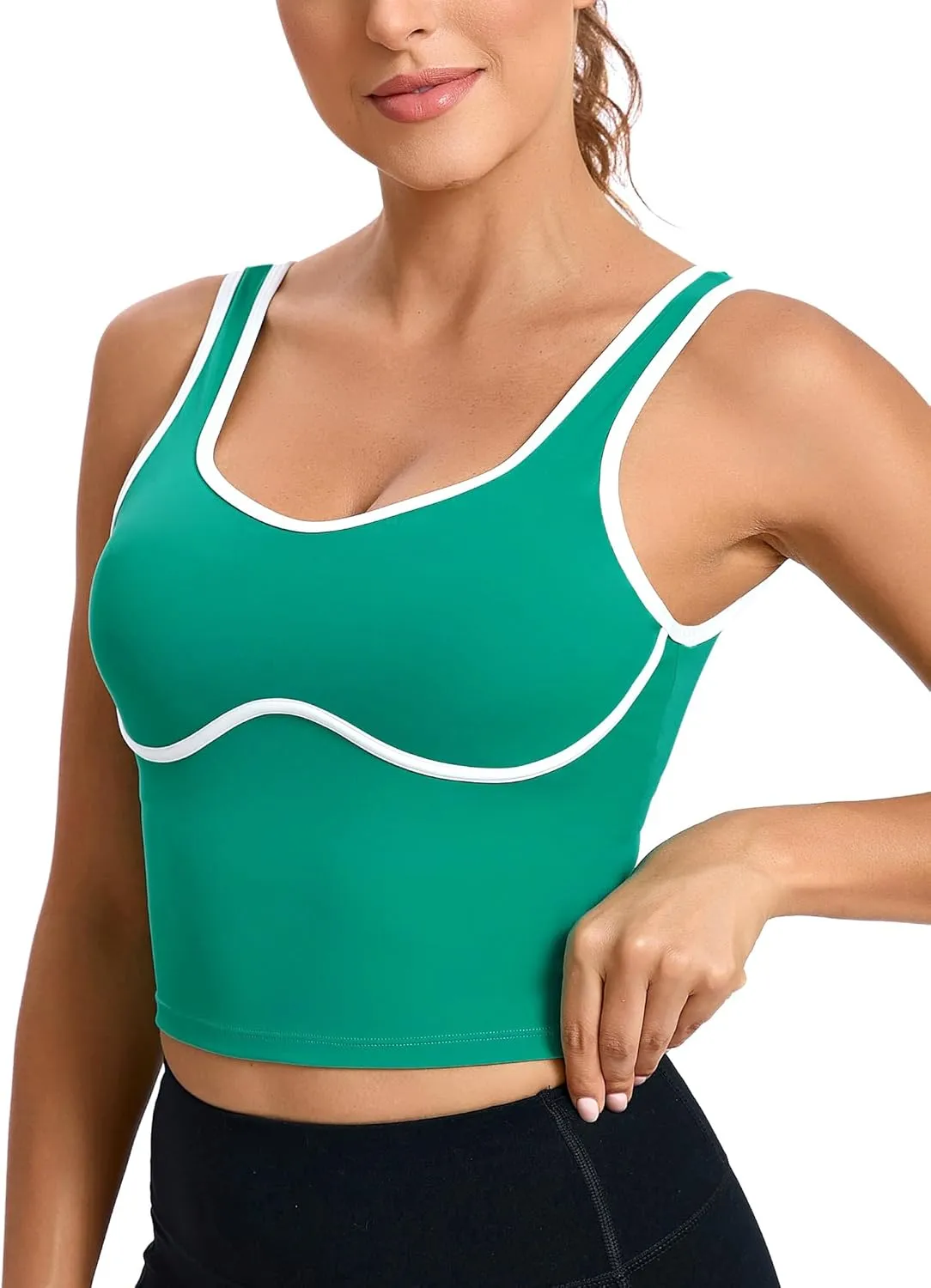 RUNNING GIRL Sports Bras for Women,Longline Workout Crop Tank Tops Padded with Built in Shelf Padded Sports Bra