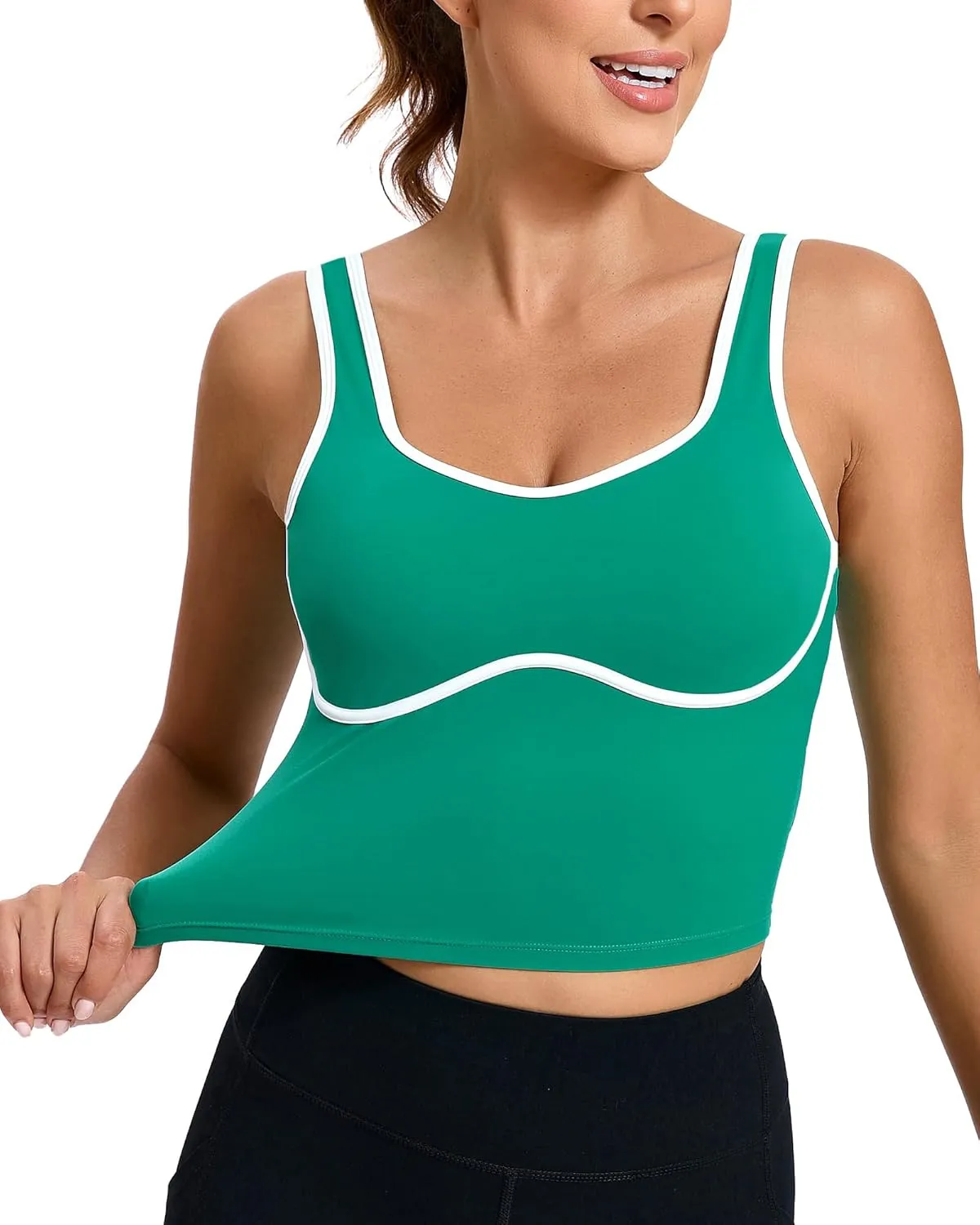 RUNNING GIRL Sports Bras for Women,Longline Workout Crop Tank Tops Padded with Built in Shelf Padded Sports Bra