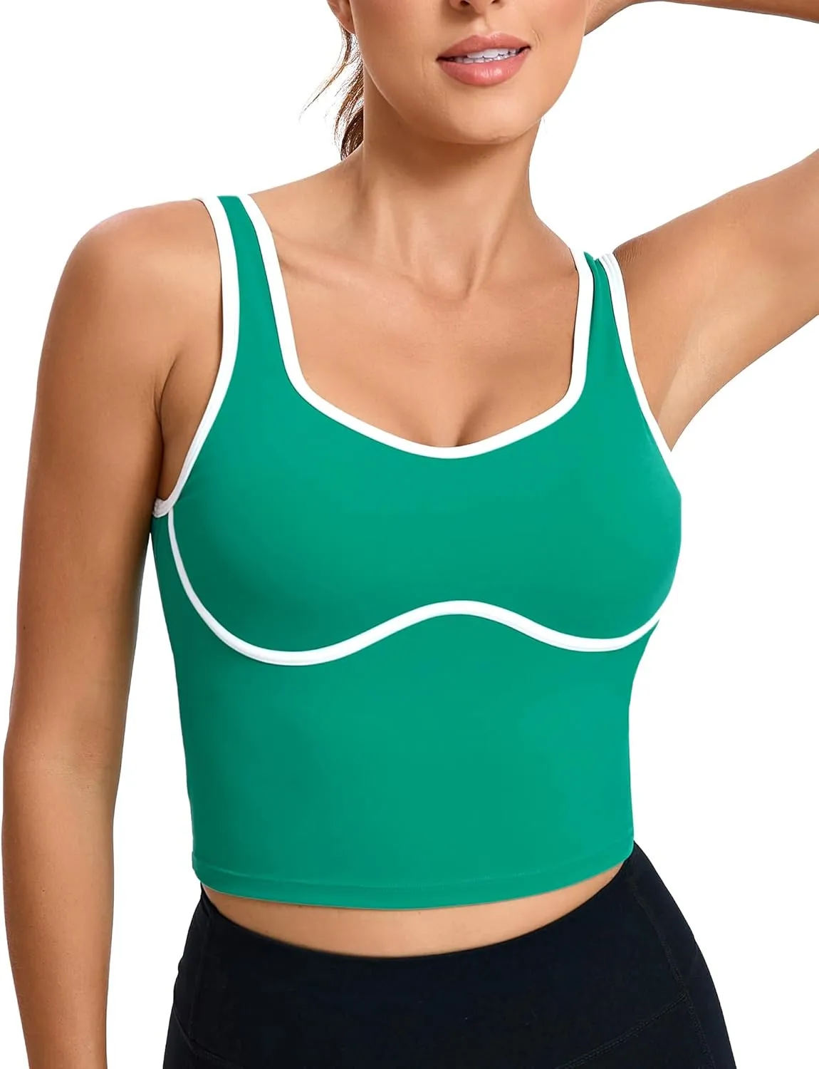 RUNNING GIRL Sports Bras for Women,Longline Workout Crop Tank Tops Padded with Built in Shelf Padded Sports Bra
