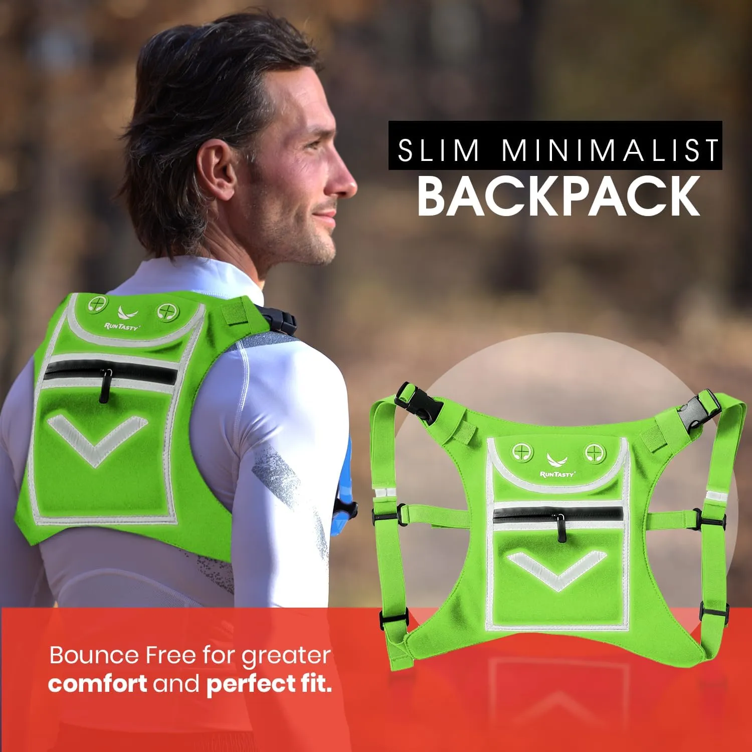 Running Mini Backpack Vest for Men & Women - Hi-viz gear, Holds Valuables, any Phone - Ideal for Fitness, Walking, Cycling!