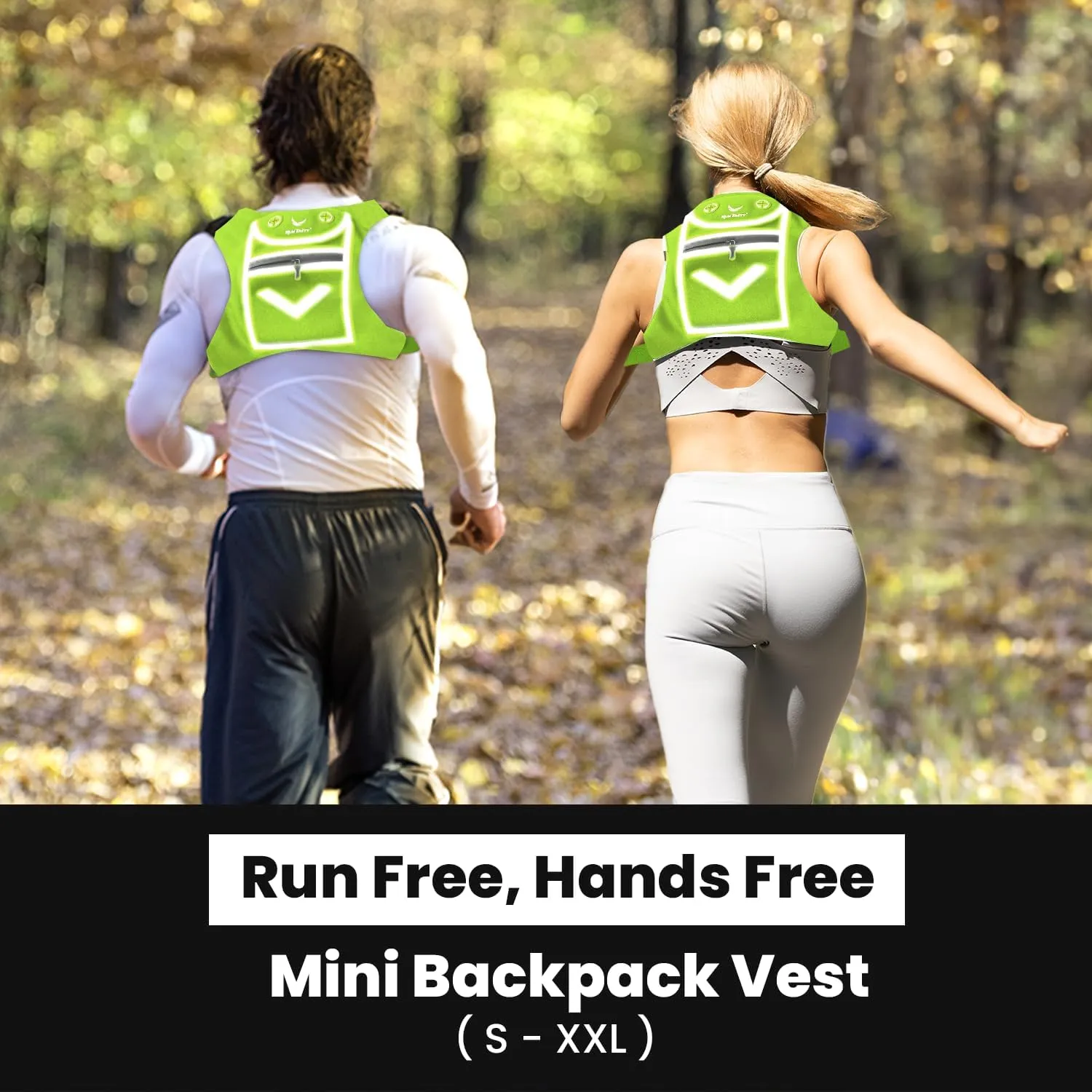 Running Mini Backpack Vest for Men & Women - Hi-viz gear, Holds Valuables, any Phone - Ideal for Fitness, Walking, Cycling!