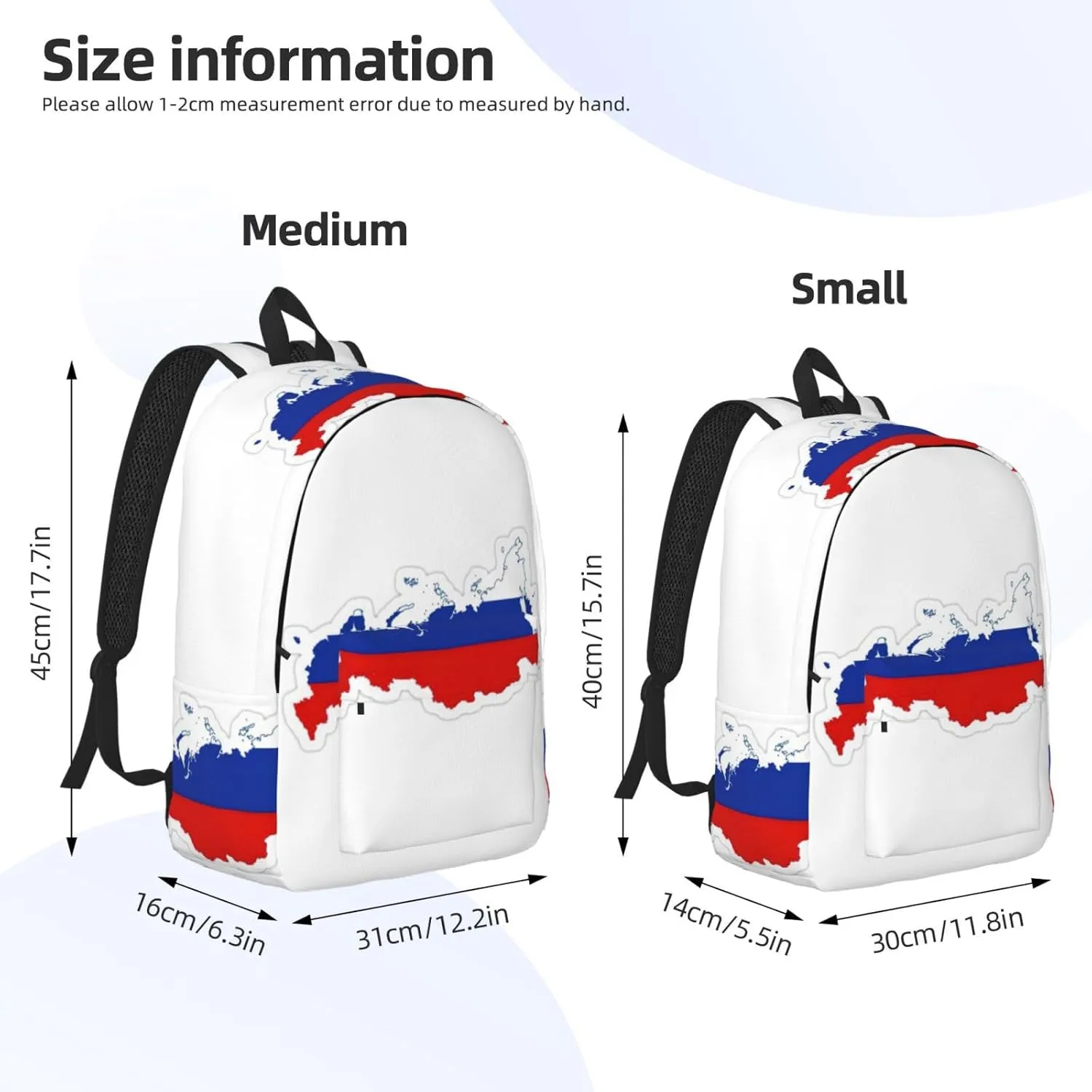 Russian Flag Map print Backpack Travel Backpacks for Women Men College Backpack Computer Bag for Travel