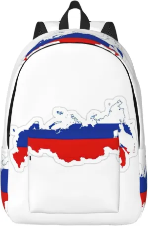 Russian Flag Map print Backpack Travel Backpacks for Women Men College Backpack Computer Bag for Travel