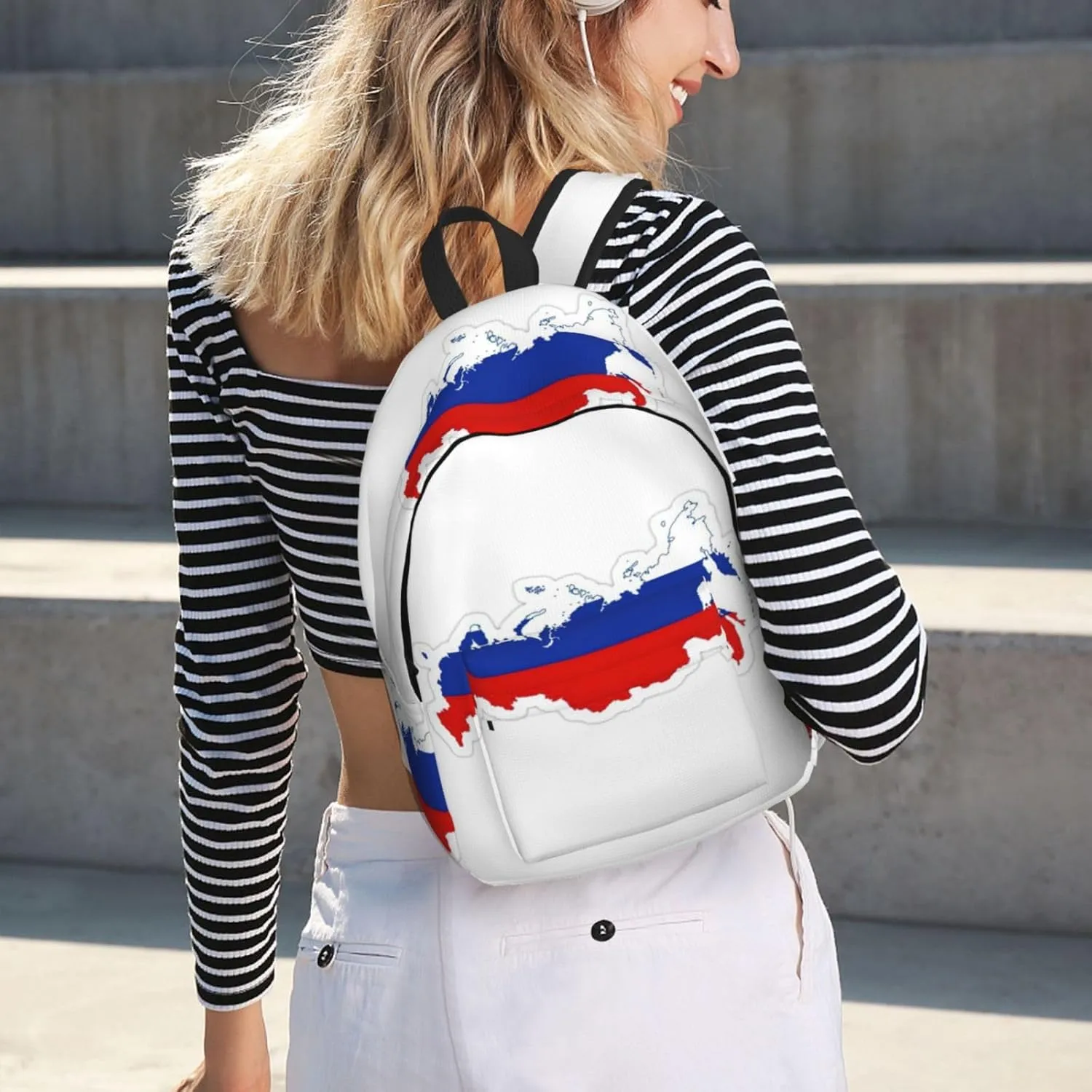 Russian Flag Map print Backpack Travel Backpacks for Women Men College Backpack Computer Bag for Travel