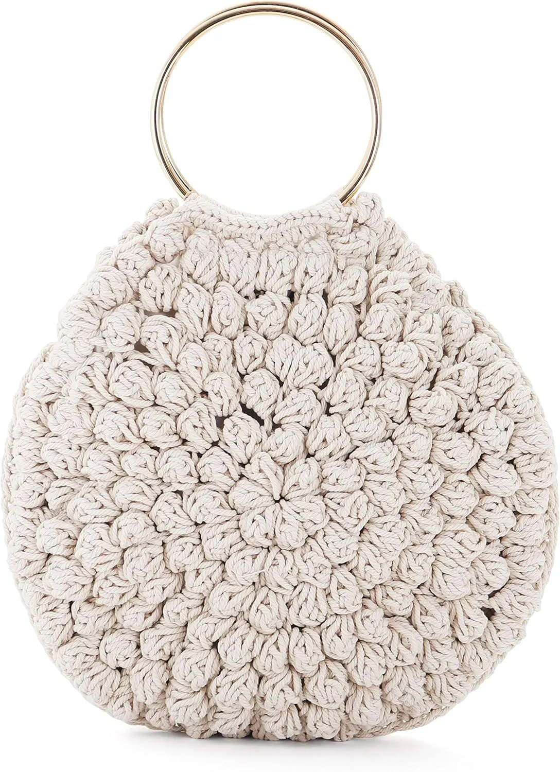 Rutledge & King Circle Purse - Boho Bag - Round Purses for Women - Womens Purses with Metal Handles - Basket Purse - Boho Bags for Women (Extra Large)