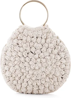 Rutledge & King Circle Purse - Boho Bag - Round Purses for Women - Womens Purses with Metal Handles - Basket Purse - Boho Bags for Women (Extra Large)
