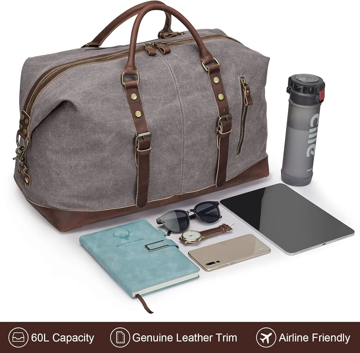 S-ZONE Duffle Bag for Travel Canvas Duffel Bag Carry on Weekender Bag for Men