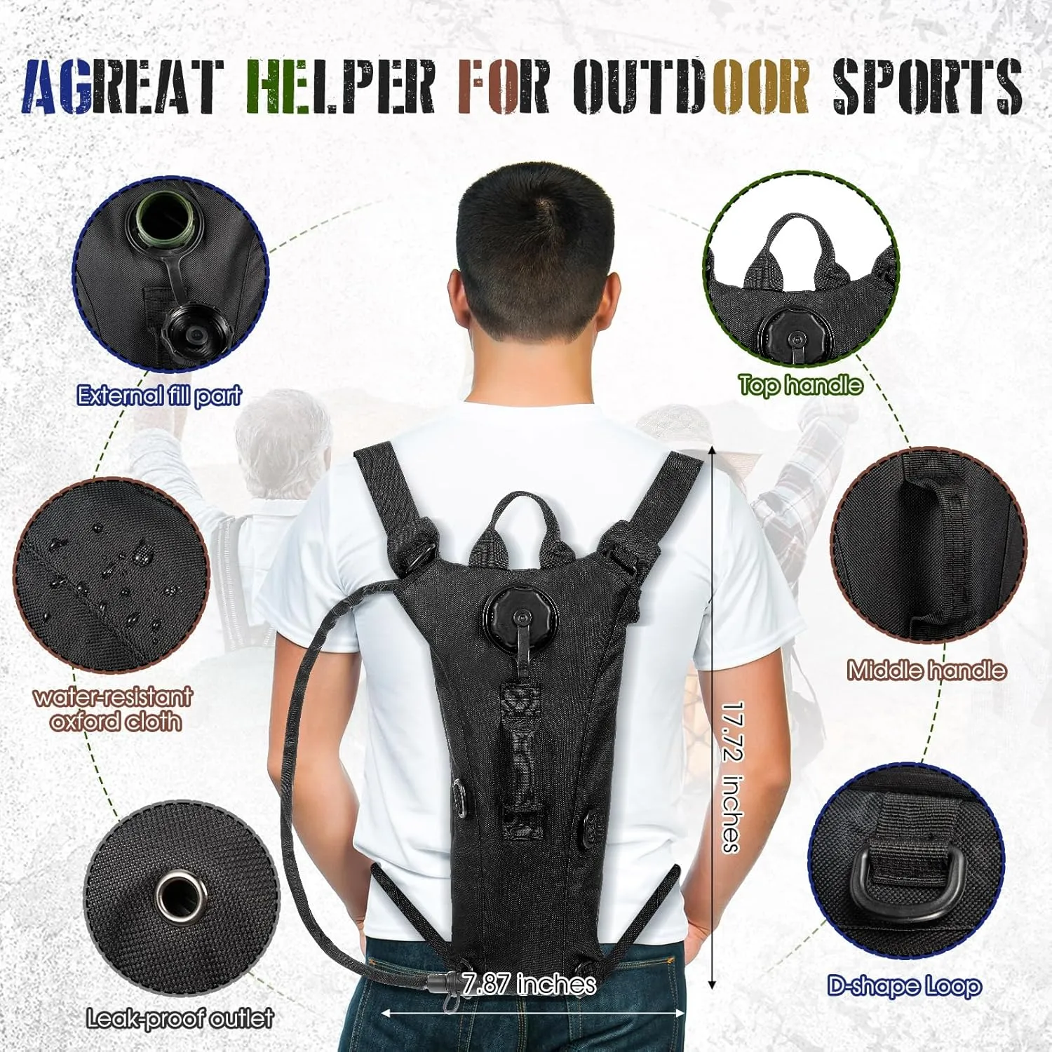 Sanwuta 2 Pcs Hydration Backpack with 3 Liter Water Bladder Tactical Lightweight 17.72 x 7.87 Inch Hydration Pack Backpack Water Backpack Hydration Bag Water Bag for Hiking Running