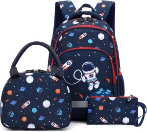 School Backpack Kids Set Middle Elementary Preschool with Lunch Bag & Pencil Case Bookbags for Boys Girls
