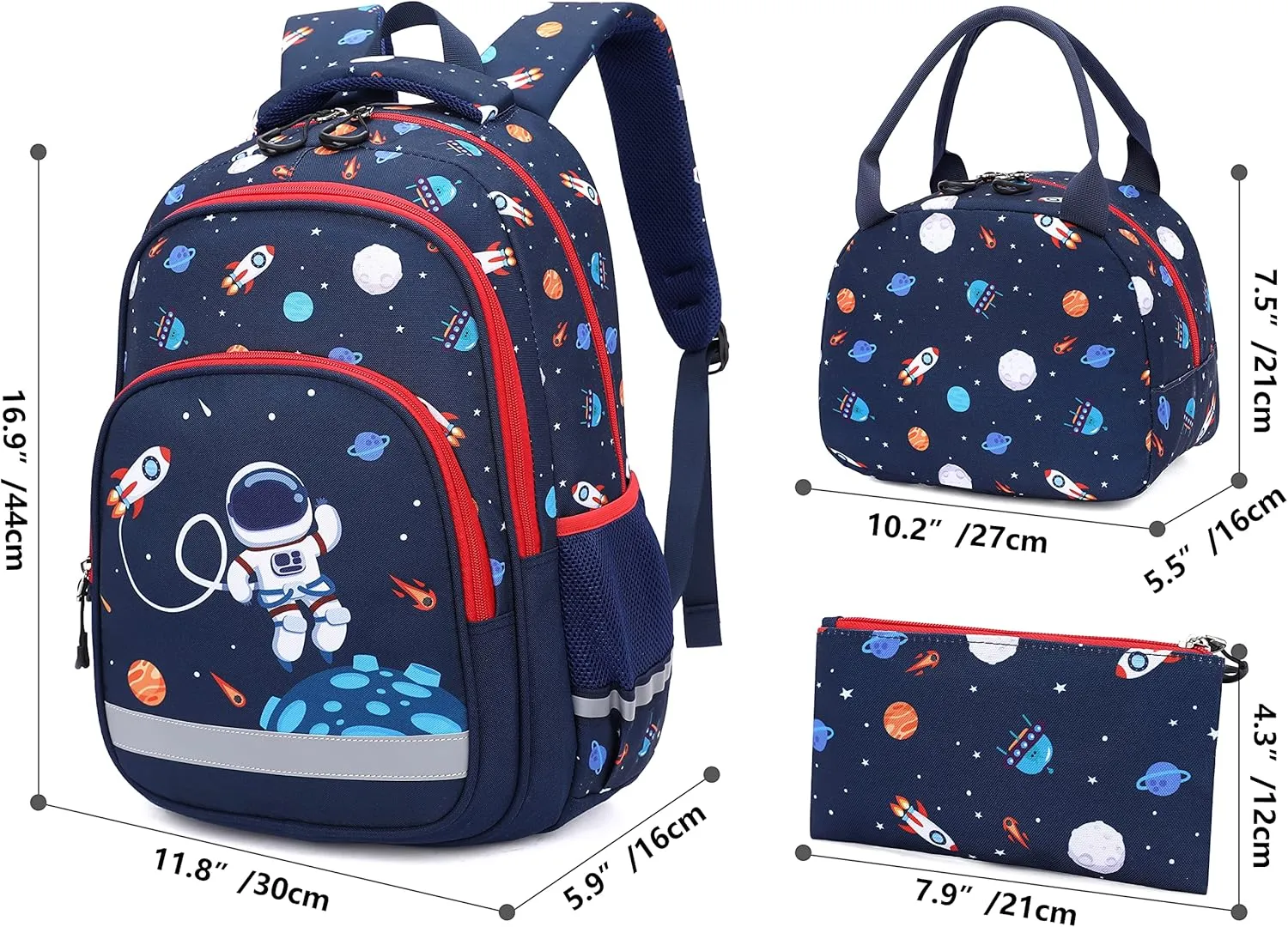 School Backpack Kids Set Middle Elementary Preschool with Lunch Bag & Pencil Case Bookbags for Boys Girls