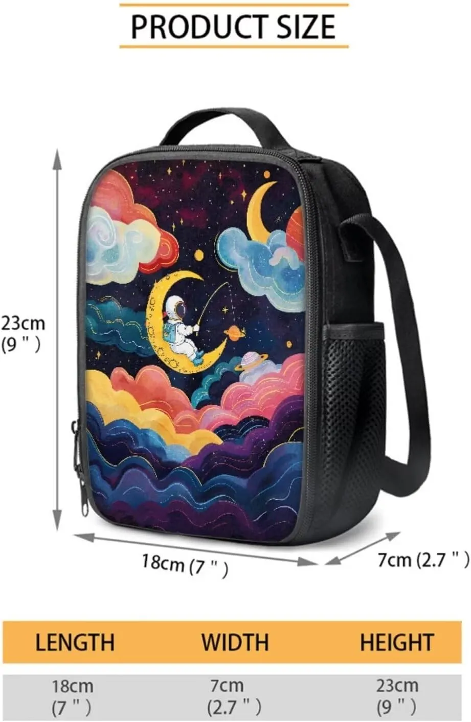 School Backpacks for Boys Girls Astronaut Fishing Star on Moon Backpack Set with Lunch Bag Pencil Case Water Bottle Holder Colorful Clouds Backpack 4 in 1 Set for Travel Gifts